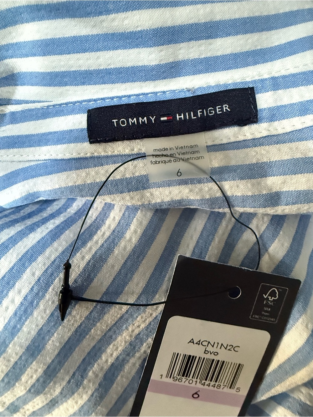 NWT Tommy Hilfiger Sleeveless Blue & White Stripe Dress with Tie Waist! Size 6! - Picture 6 of 9